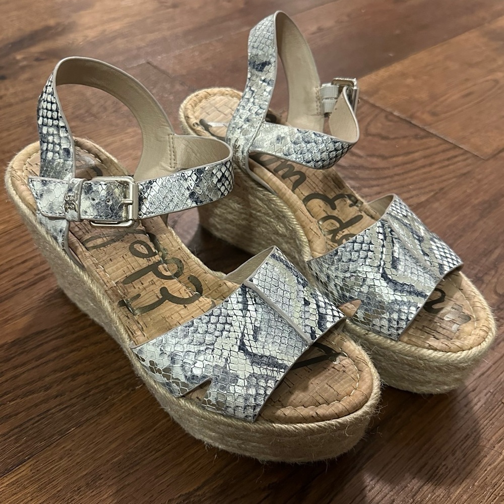Sam Edelman Platform Espadrille Sandal Maura Snake Skin 8.5 Like New